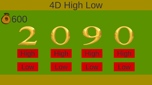 4D High Low 0.1 APK + Mod (Unlimited money) إلى عن على ذكري المظهر