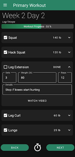 Android application LiteWeight - Workout Manager screenshort