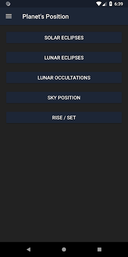Android application Planet's Position screenshort