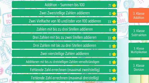 Android application Mathe 3. Klasse screenshort