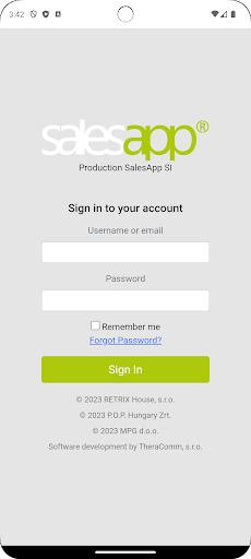Android application SalesApp SI screenshort