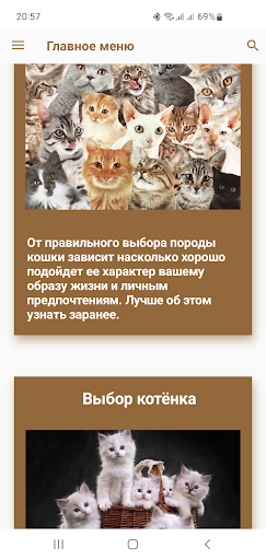 Android application Кошки. Зоогалактика screenshort
