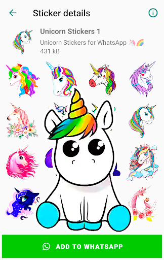 Android application Unicorn Stickers for WhatsApp screenshort