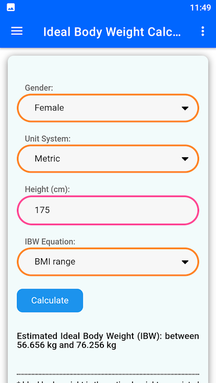 Ideal Body Weight Calculator - 12 - (Android)