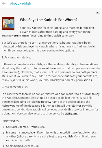 Screenshot of Kaddish Assistant