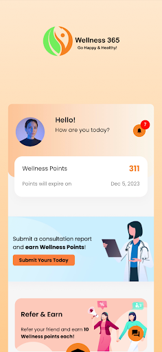 Android application Wellness365 screenshort