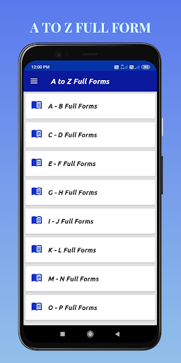 Android application A to Z Full Forms screenshort