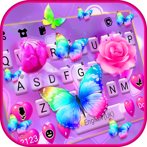 Pink Rose Butterfly Theme  Icon