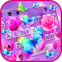 Фон клавиатуры Pink Rose Butterfly