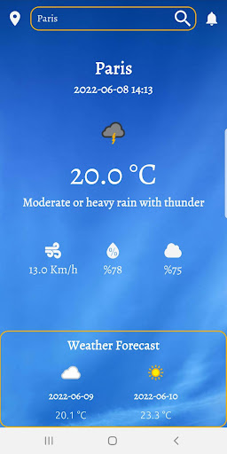 Android application Weather with Notification screenshort