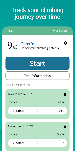 Android application Climb 9c screenshort