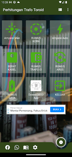Android application Calculate Toroidal Transformer screenshort