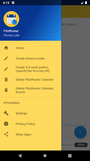 Android application PilotRoster screenshort