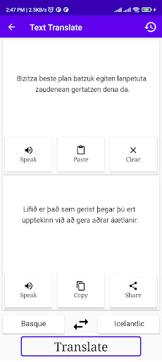 Basque To Icelandic Translator Screen 2