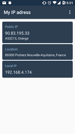 Android application My IP address screenshort
