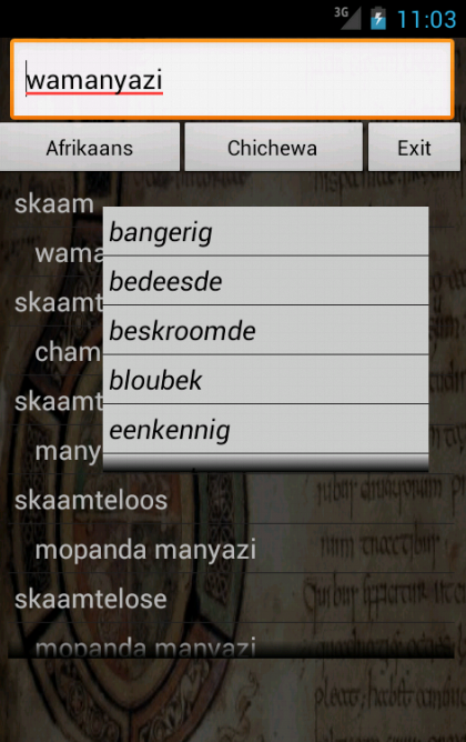 Afrikaans Chichewa Dictionary - 20 - (Android)