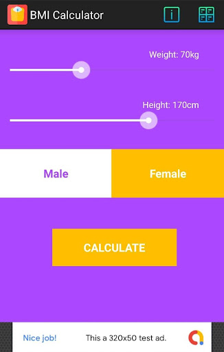Android application BMI Calculator screenshort
