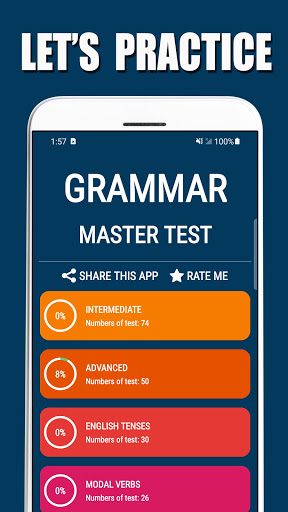 Android application Grammar Master Test - English screenshort