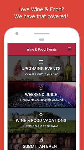 Android application Wine Events screenshort