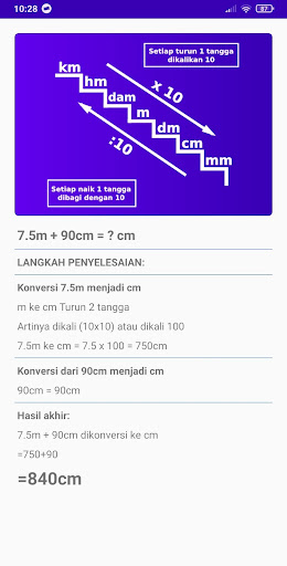 Kalkulator km hm m dm cm mm Screen 2