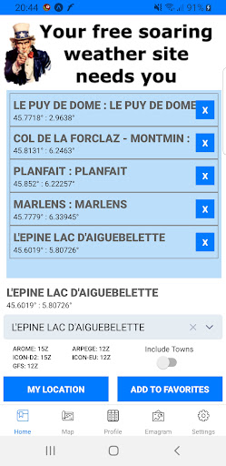 Android application meteo.guru / velivole.fr screenshort