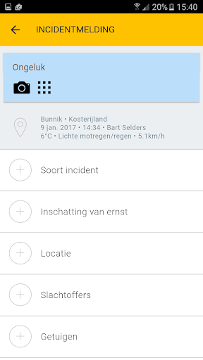 Incident reporting & followup Screen 2