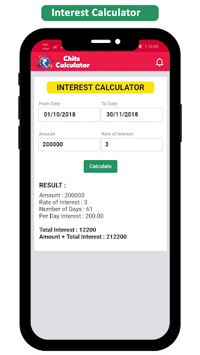 Chits Fund Interest Calculator Screen 3