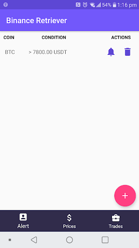 Android application Alert for Binance screenshort