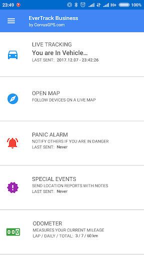 Android application Corvus - EverTrack GPS tracker screenshort