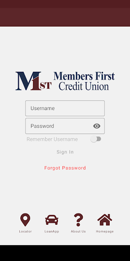 Android application Members First CU, Texas screenshort