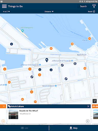 Screenshot of Fisherman's Wharf Trip Planner