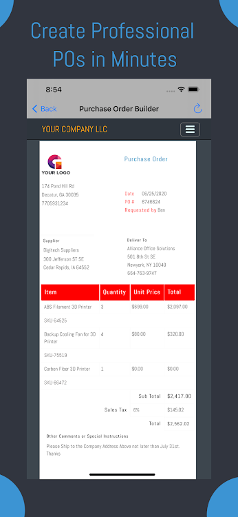 Purchase Order App - 4.0 - (Android)