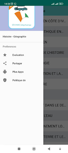 Android application histoire-géographie 6 collège screenshort