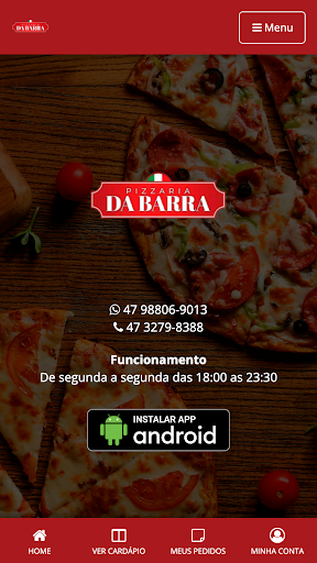 Android application Pizzaria da Barra screenshort