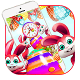 Easter bunny egg hunt theme icon