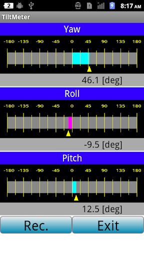 Android application TiltMeter screenshort