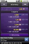 screenshot of aCurrency (exchange rate)