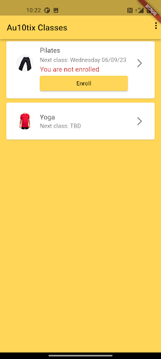 Android application Au10tix Classes screenshort
