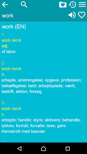 English Danish Dictionary Screen 3