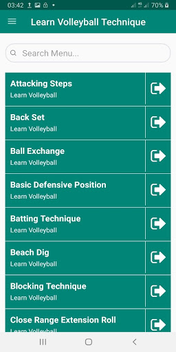 Android application Learn Volleyball Techniques screenshort
