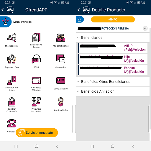 Android application OfrendAPP screenshort