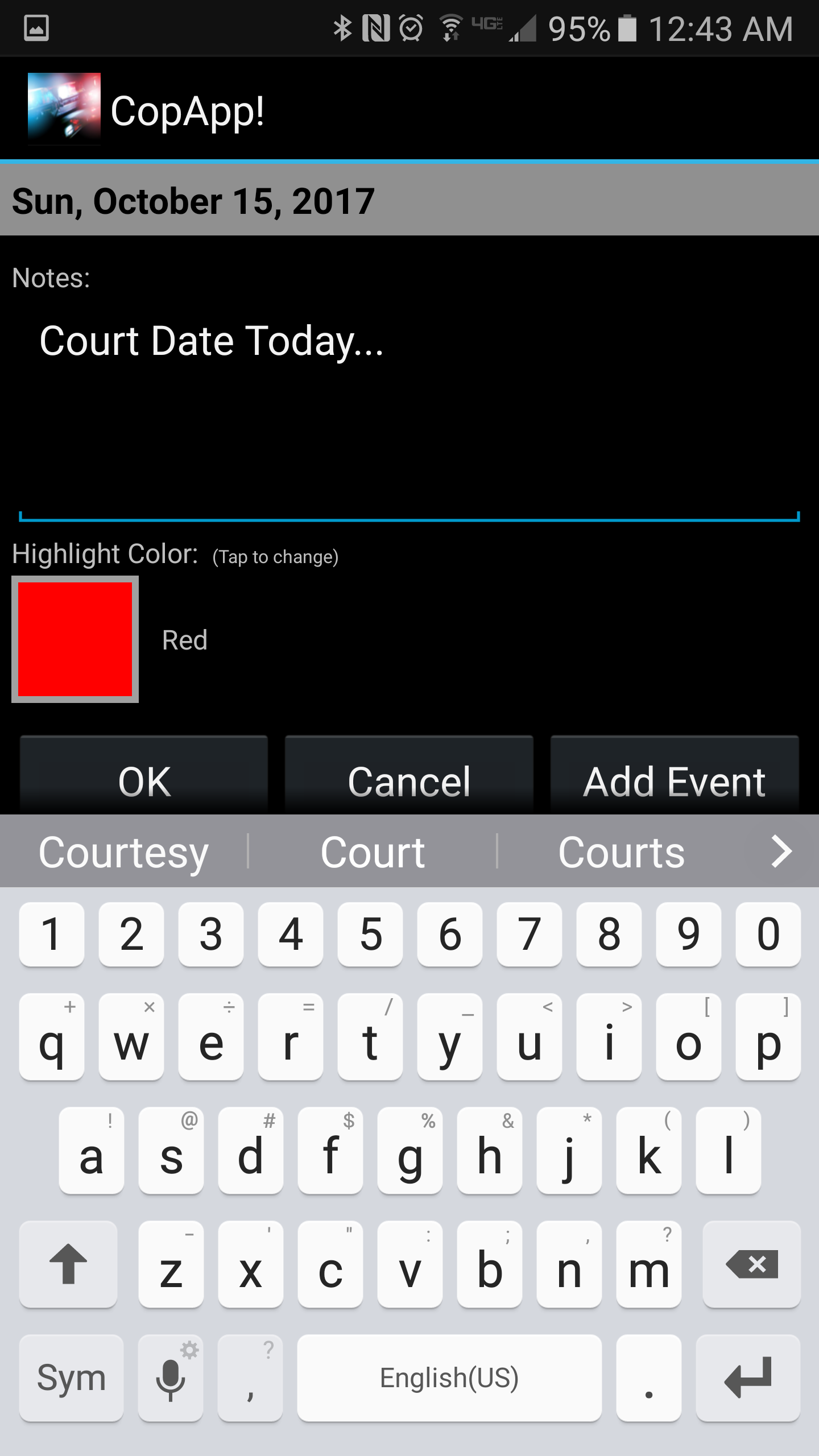 Android application CopApp ! Calendar Schedule screenshort