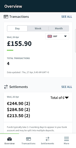 Worldpay Dashboard Screen 3