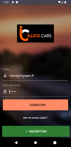Android application illico cars vtc screenshort
