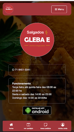 Android application Salgados Gleba É screenshort
