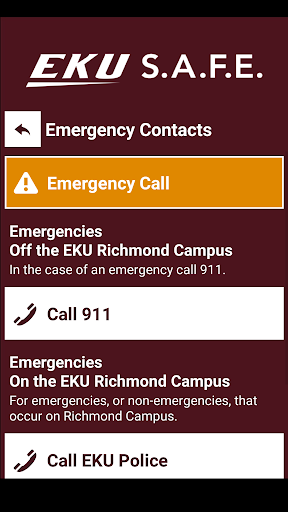 S.A.F.E. - Safety App for EKU Screenshot