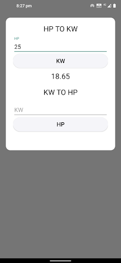 Hp to KW Calc Screen 2