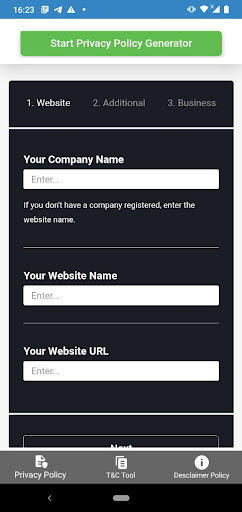 Android application Policy Generator Tool screenshort