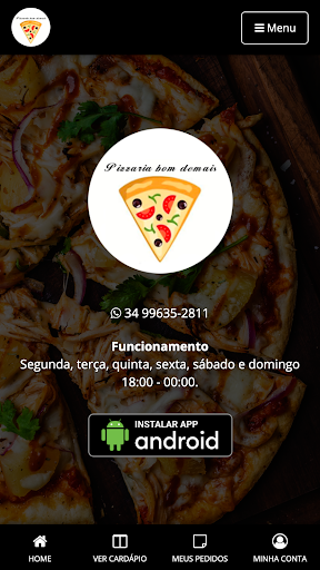 Android application Pizzaria Bom Demais screenshort