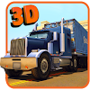 Real truck parking 3d trailer icon